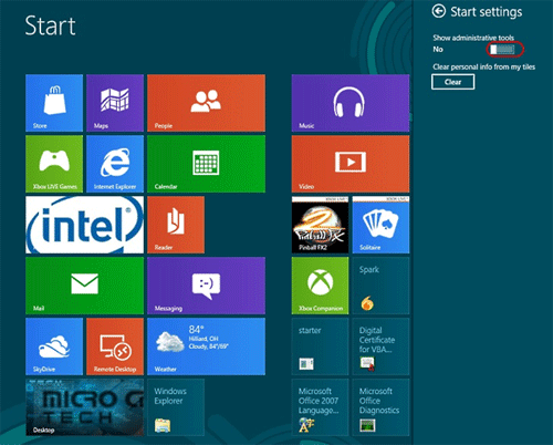 Windows 8 Settings Menu, No